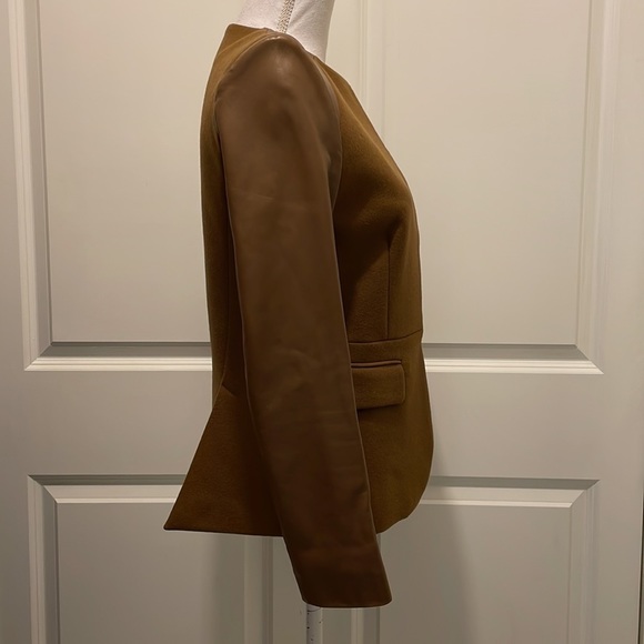 Neil Barrett Camel Brown Leather & Wool-blend Blazer - Picture 2 of 16